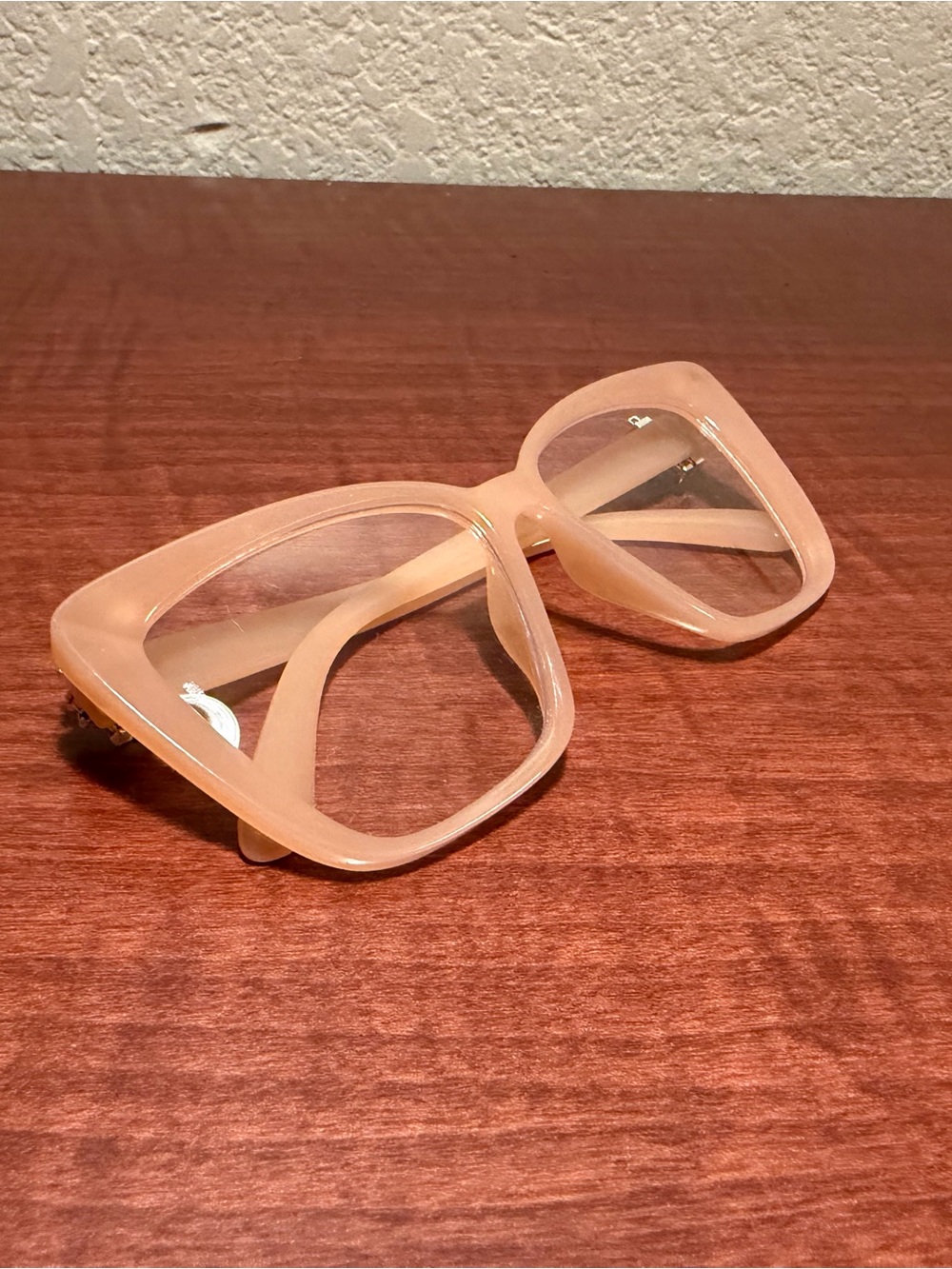 Oversized Square Peach Acrylic Blue Light Blocker Eyeglass Frames